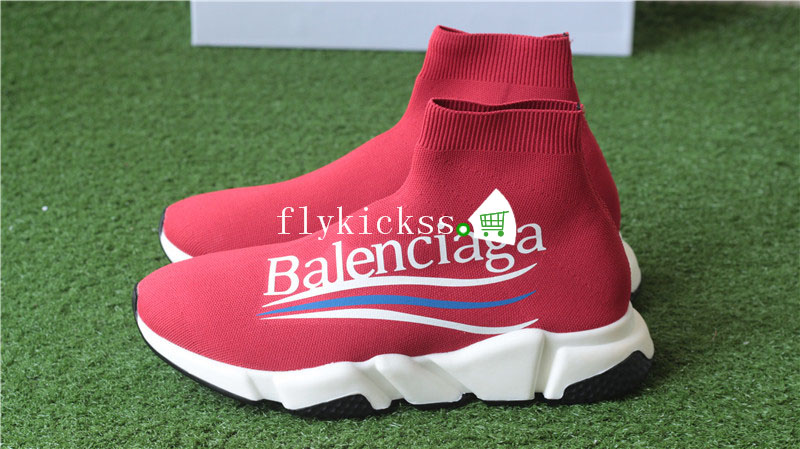 Balenciaga Pattern Speed Trainer Sock Red
